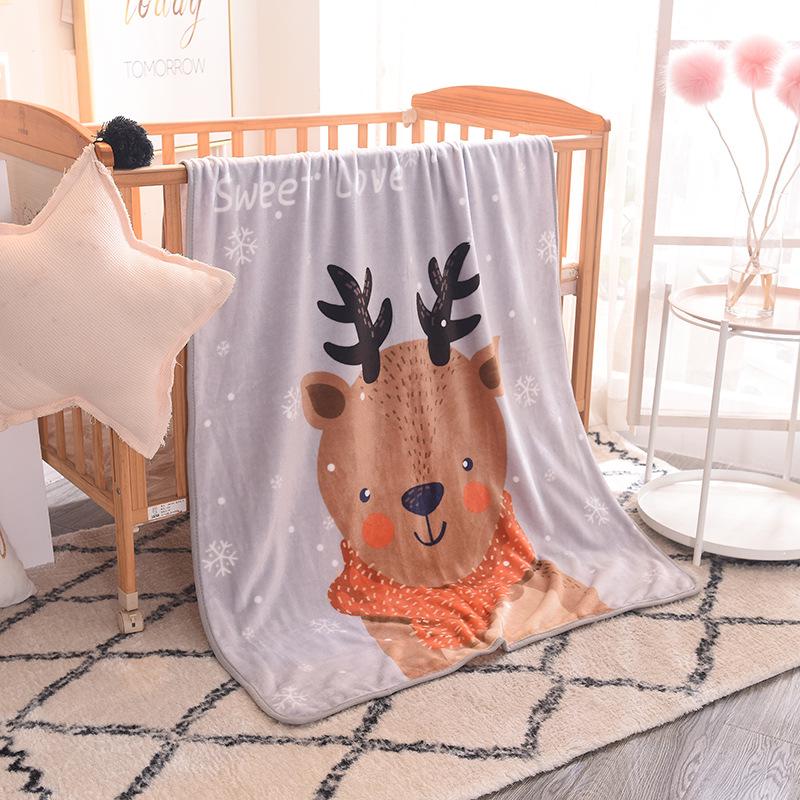 Cartoon Style Flannel Fleece Children's Blanket - Single Layer, All-Season, Small Nap Blanket with Edging