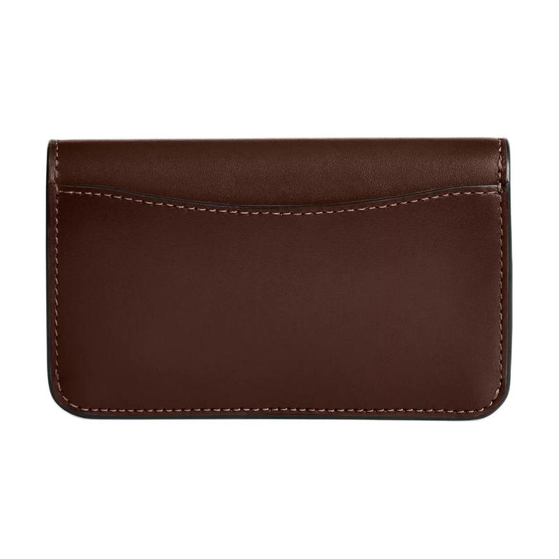 Coach 13 Brand Logo Metal Accessories Leather Card Holder Regular Women’s Maple Brown Maple Brown