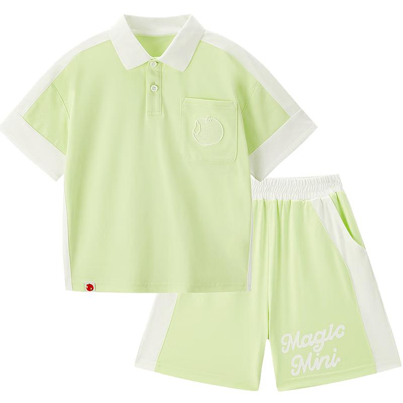 MiniPeace Boys  Summer Top and Shorts Set 120 яблочный зеленый