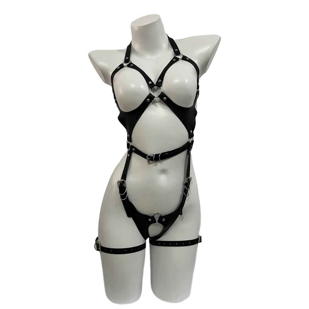 Damen Pu-Leder Körpergeschirr Gürtel Bdsm Fessel Fetisch Körpergeschirr Erotische Partner-Date Kleidung Accessoires