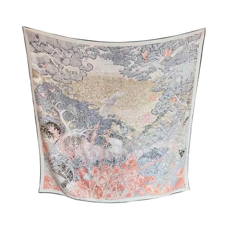 NINA SOLOR Silk Wool Blend Large Square Scarf