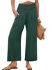Women's High Waist Elastic Waist Wide Leg Pants In Olive Green