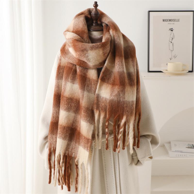 

Winter Imitation Cashmere Scarf Plaid Men S And Women S Warm Scarf Lengthened And Thickened Fashionable Tassel Shawl Pashmina 40x220cm