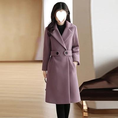 Korean Style Woolen Coat for Women Mid-length Autumn and Winter Women's Slimming Woolen Coat for Women