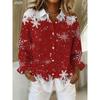 Christmas Women's Shirt Graphic Plaid Snowflake Elegant Vintage Tropical Long Sleeve Shirt Collar Regular Tops Daily Holiday