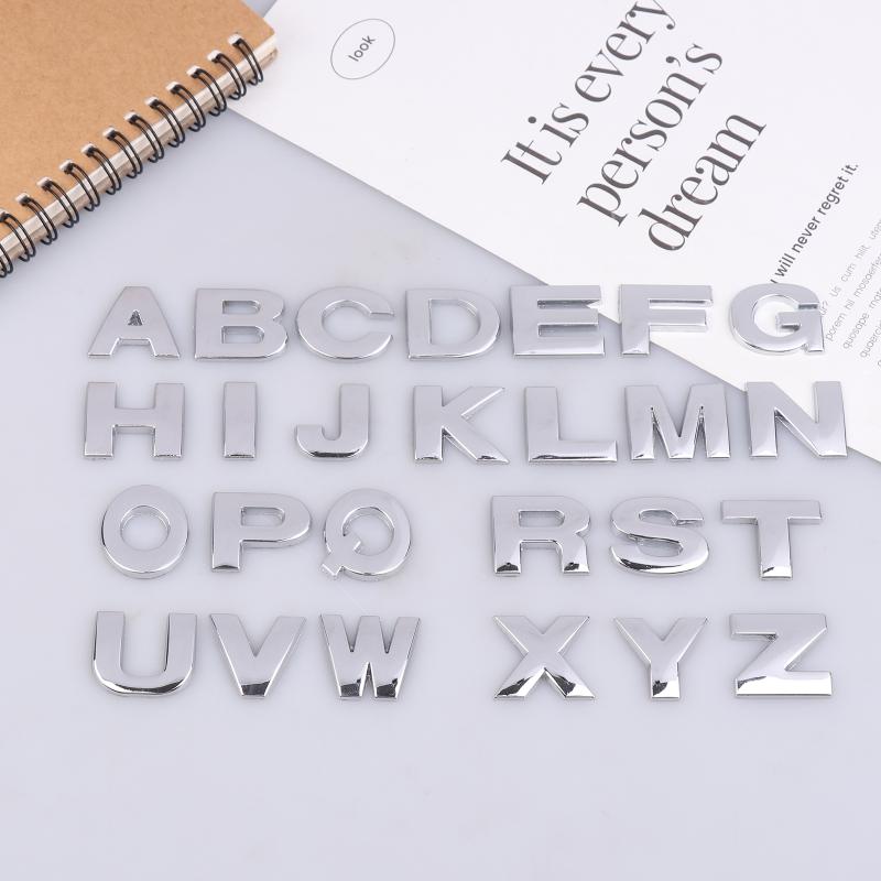 5Pcs 3D Embossed Letter/Number Decal Sticker Made Of High-Quality Metal Chrome Plated For Car/Auto Decoration