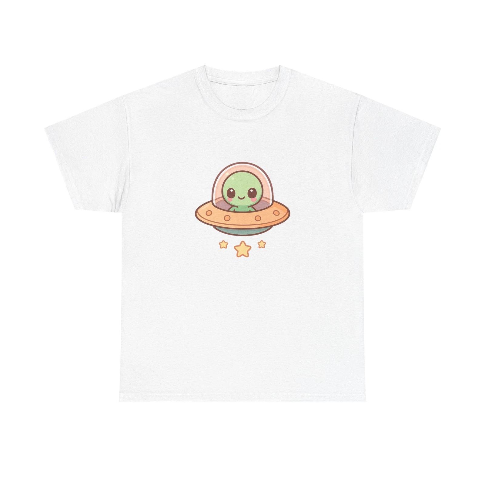 Unisex Adult T Shirt Retro UFO Alien Kawaii Abduction S