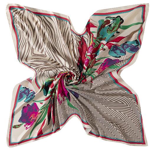 130x130cm Luxury Brand Square Silk Scarf New Oil Painting Flower Design Winter Scarf Fashion Shawls Wrap Ladies Silk Scarves
