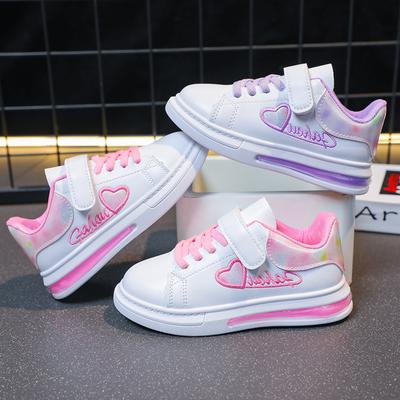 Kindermode Mädchen Lässige Sportschuhe Schlicht Rutschfest Liebesstickerei Klettverschluss Vielseitig Weich Atmungsaktiv Kinder Sneaker