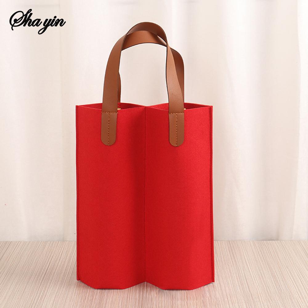 1 Stück Isolierte Weintasche Filz Einzel Flaschenträger Gepolsterte Kühltasche für Weinliebhaber Hochzeits-Weihnachts- und Thanksgiving-Geschenktasche