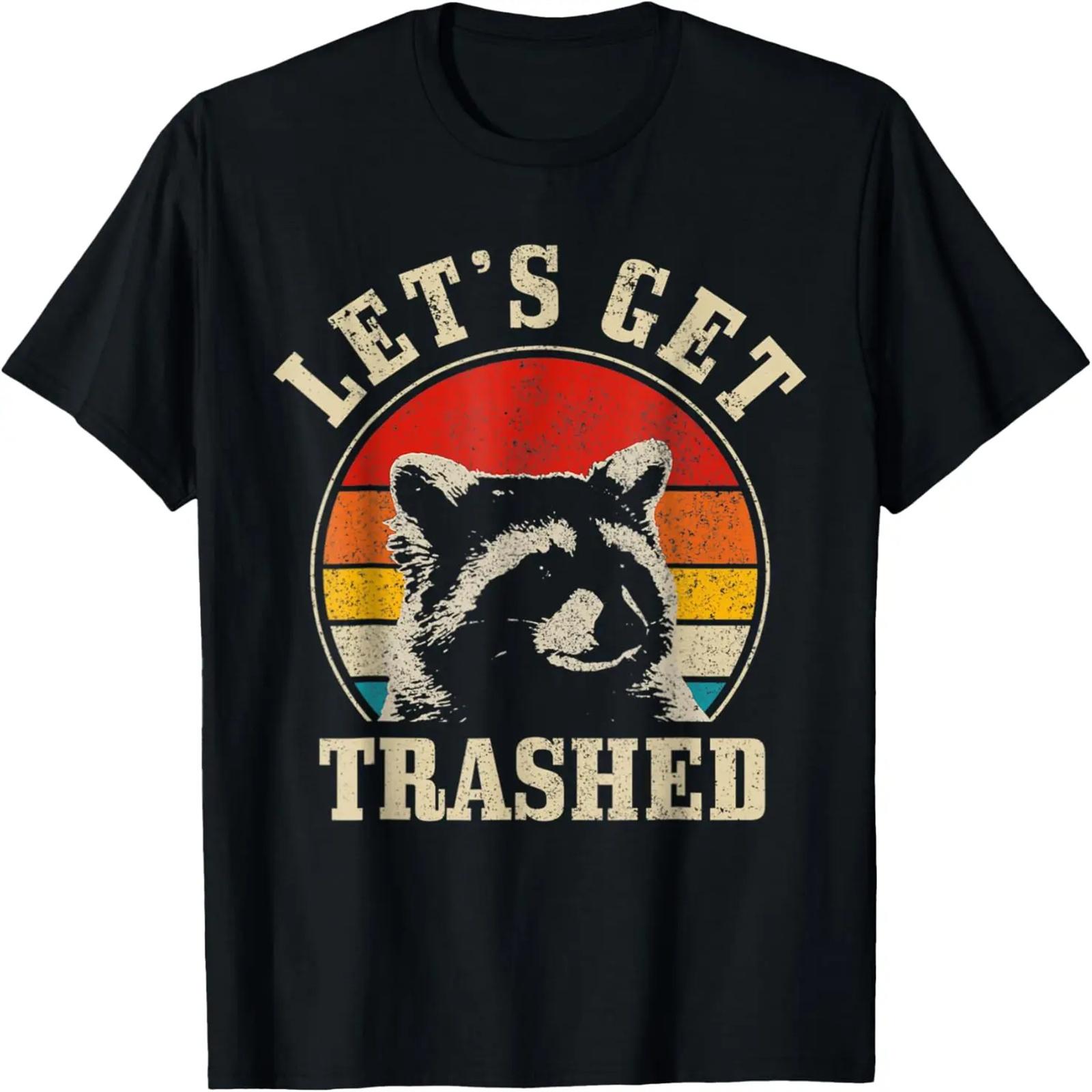 

Raccoon Let s Get Trashed Funny Vintage Retro Racoon T-Shirt XXXXXL чёрный