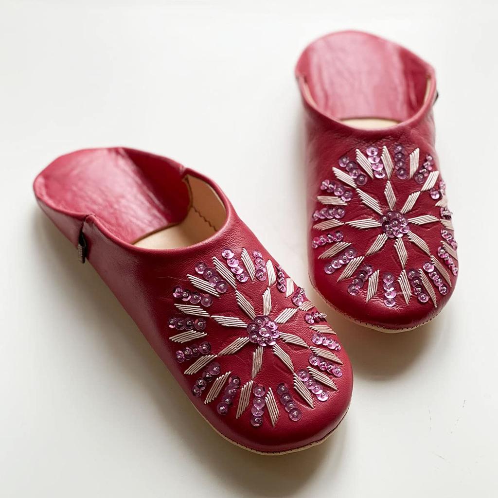 Sequined Babouche Bags Baroque Rose L [dear Morocco] // // (24.5 Cm)