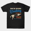Asian Size Men Black Print T-shirt Rock Hard Caulking Services No-Cut Print Cotton Tshirt