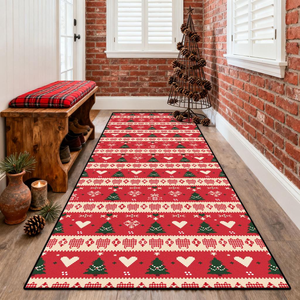 European Style Long Corridor Carpet Christmas Tree Decoration Non-slip Runner Rugs Home Living Room Bedroom Aisle Stair Foot Mat