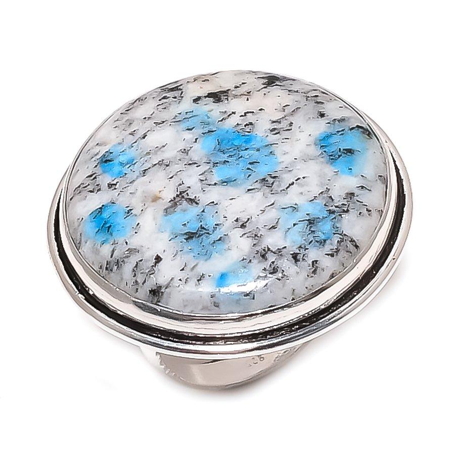 K2 Blue Azurite Gemstone Handmade 925 Sterling Silver Jewelry Ring Size 9 C5Z71
