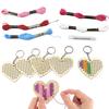 5Pcs Wooden Love Heart Cross Stitch Embroidery DIY Key Ring Keychain Craft Kit