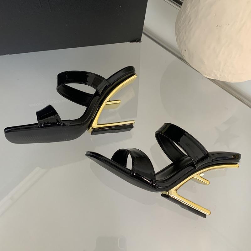 

Eilyken Дизайнерский Стиль Ажурные Высокие Каблуки Квадратный Носок Женские Шлепанцы Мода Летний Банкетное Платье Шлепанцы 35 чёрный