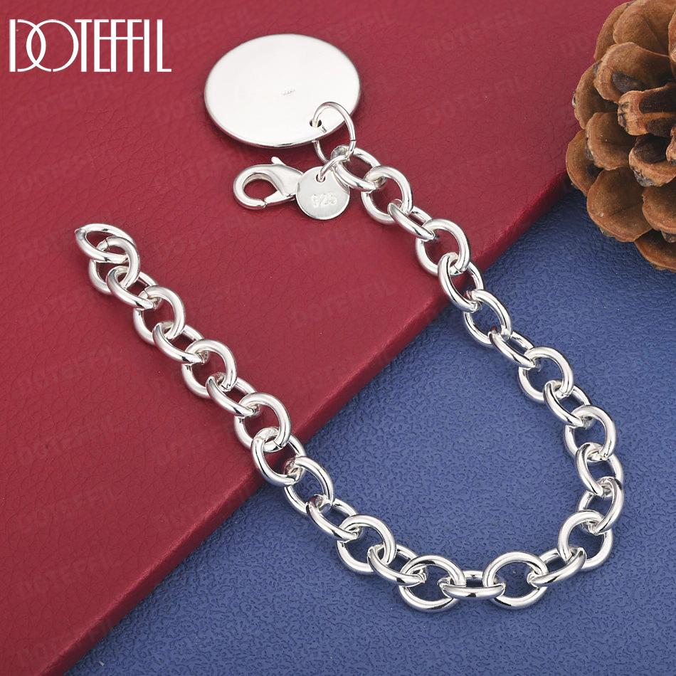 925 Sterling Silver Round Pendant Bracelet Wedding Jewelry