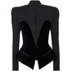 High-End Designer Velvet Patchwork Suit Jacket - Slim Silhouette for Early Spring 2026