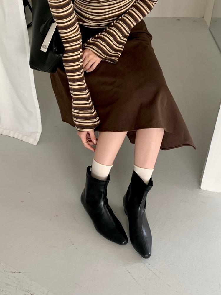 Korean simple square head thick heel. Skinny short boots women's new autumn and winter zipper thin boots fashion boots