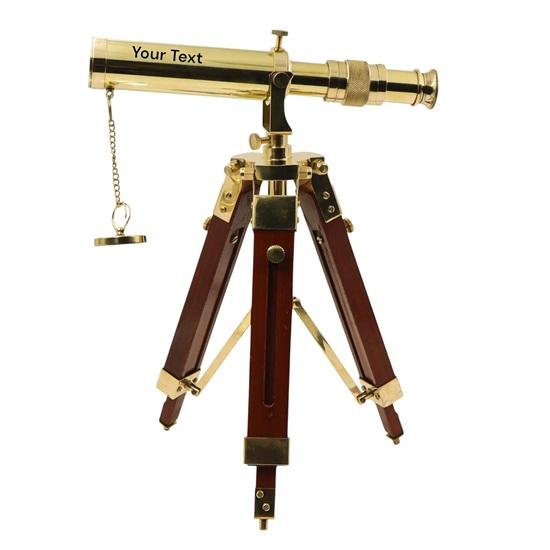 Brass Telescope with Wooden Tripod Home Decor Birthday Gift Office Decor