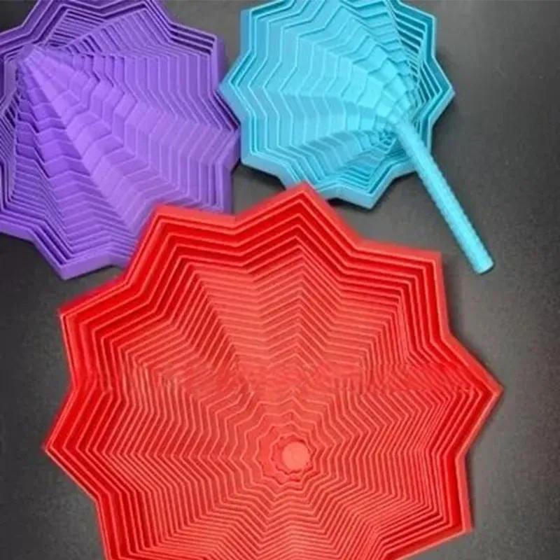 3D Printed Spiral Anti-Anxiety and Stress Relief Toy PLA Expanded Sensory Fidget Star with Handles Fractal Fidget Whirling