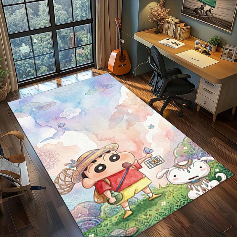 Washable Non Slip Crayon Shin-chan Rug Large Area Floor Mat Bedroom Gamer Room Decor