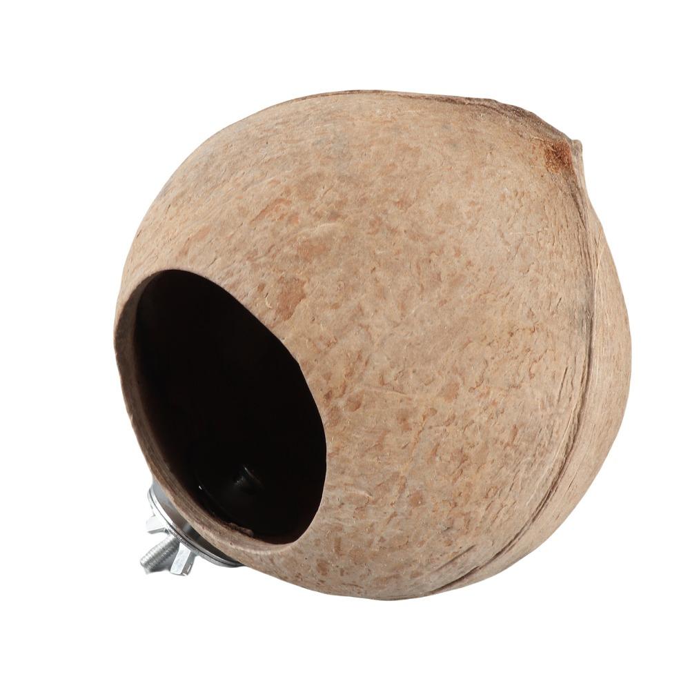 Coconut Shell Pet Birdhouses Round Entrance 6cm Sanded Finish Small Animal House Smooth Surface Enclosed Design Hamster House