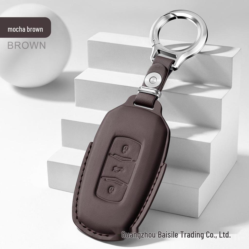 Premium Cowhide Key Cover for Geely Panda - Unisex Interior Accessory