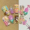 Kawaii Handmade Square Press On Nails Art Party Stickers Cute Flower Panda Bear Animal Custom Acrylic Fake Nails