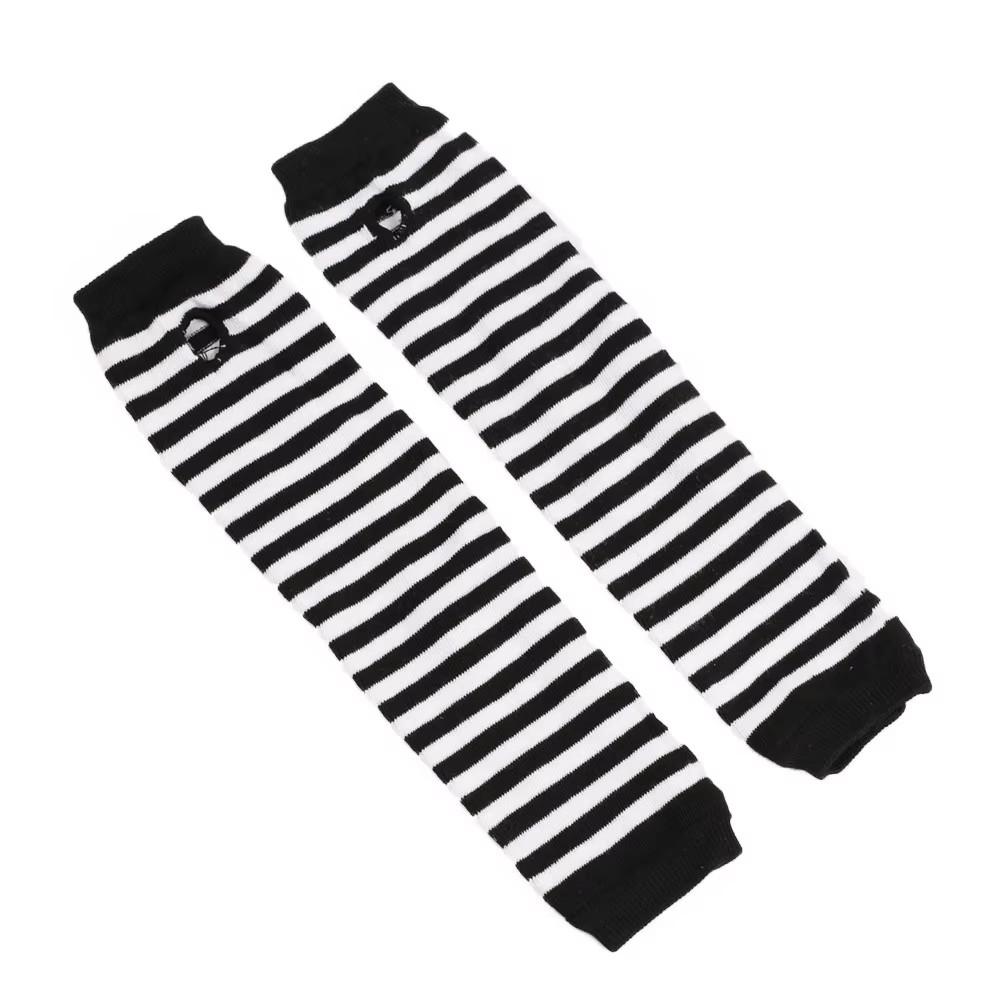 Punk Style Long Sleeved Fingerless Gloves, Unisex Striped Knit Design, Elbow Connected Finger Design, Essential For Keeping Warm Outdoors In Winter