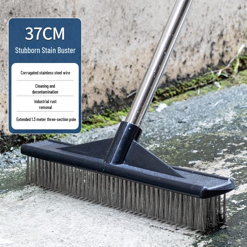 Long-Handled Steel Wire Brush: Floor Scrubber & Rust Remover