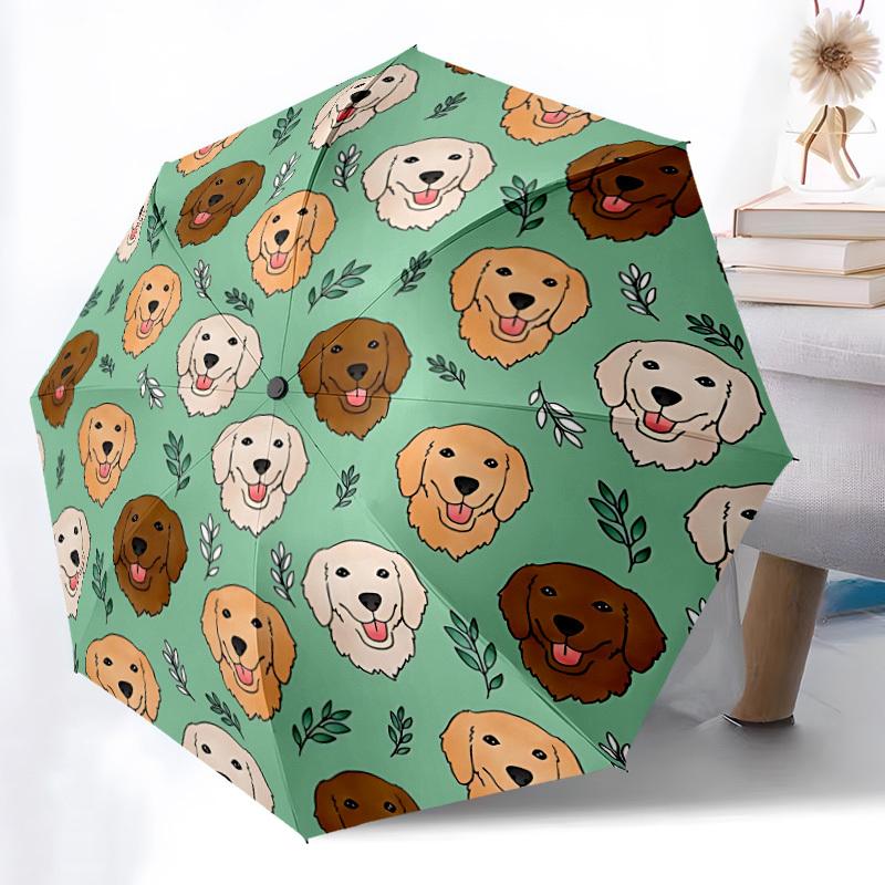 

1pc Golden Retriever Pattern Automatic Folding Umbrella Durable Iron Frame,All Seasons Home Travel Outdoor Multifunctional Umbrella yy251115158