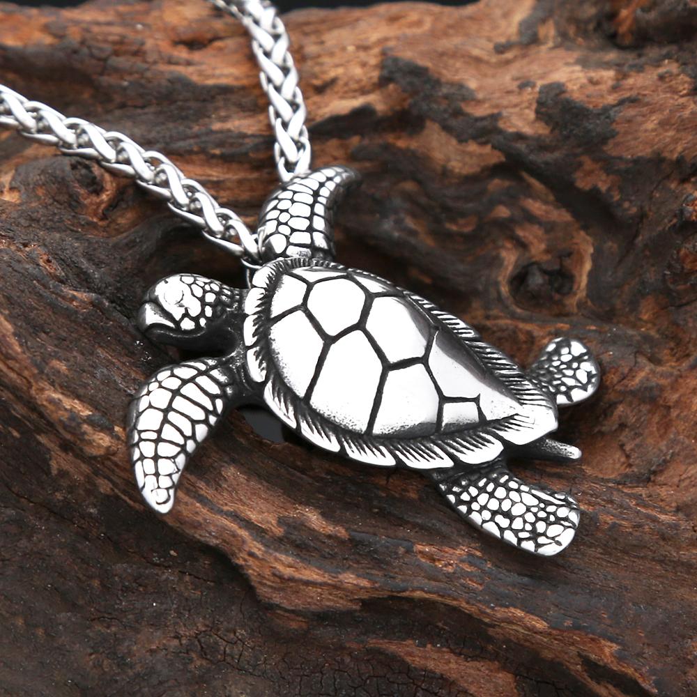 Vintage 316L Stainless Steel Turtle Pendant Necklaces For Men Women Gothic Fashion Punk Cute Animal Biker Jewelry Gift
