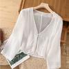 Camisa Top Casual de Verão Fina Cor Sólida Estilo Chinês com Cadarço