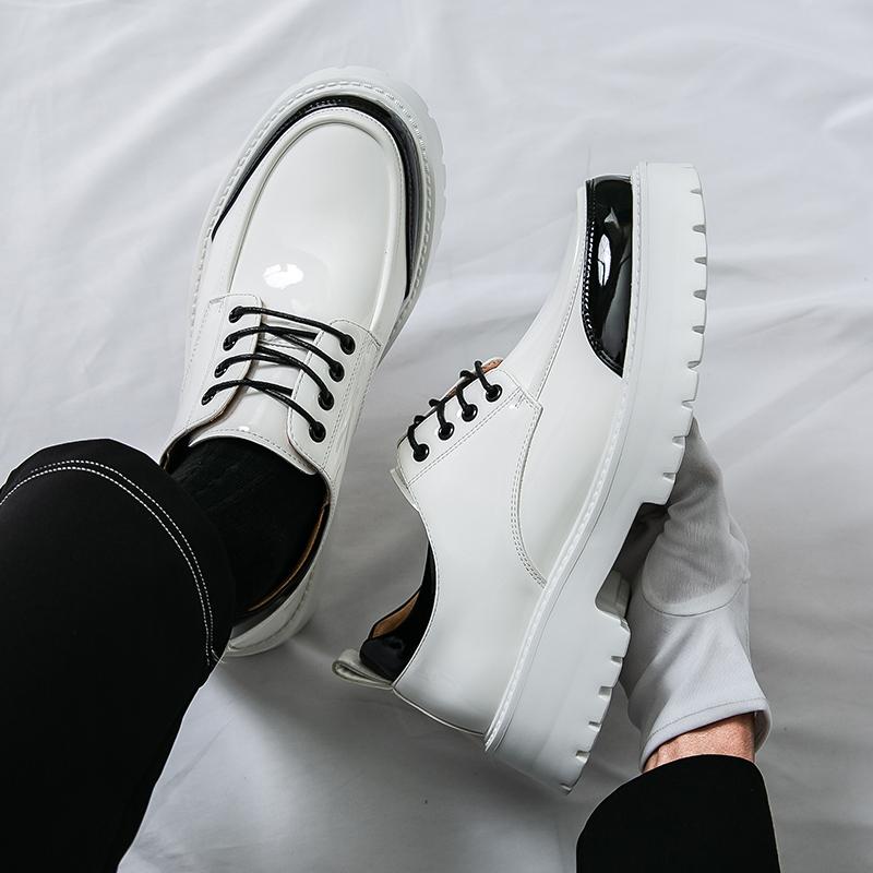 Fashion Men Casual Leather Shoes  New British Style One Step Evening Dresses Shoes Low Key Simple Fashion Flat Designer Shoe