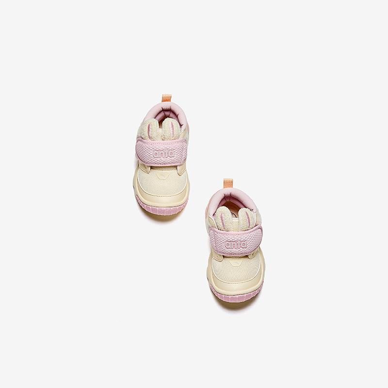 Anta Kids 5U Synthetic Leather Mesh Comfortable Versatile Anti-Kick Shock Absorption Low-Top Walking Shoes Baby Shoes Off-White A22440054-1