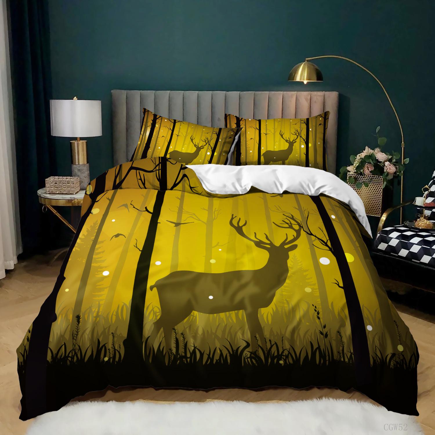 

Семицветный олень 3D-цифровой печати комплект, пододеяльник, трехпредметный комплект для кровати 135 * 200 (two-piece set) 90g