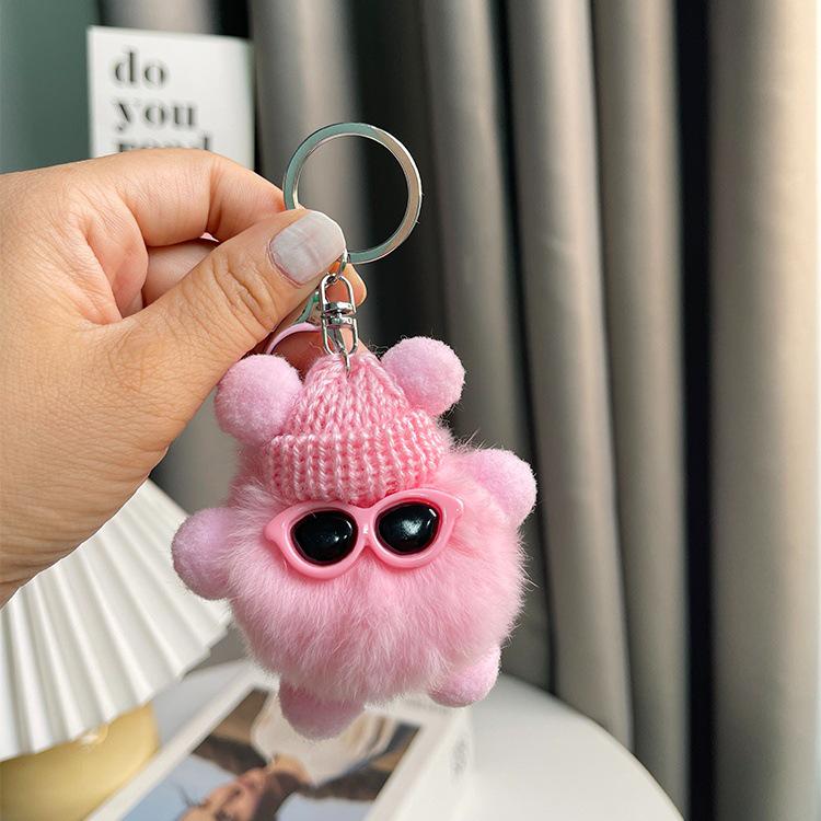 Cute Rex Rabbit Plush Keychain - Long Legs Little Coal Ball Bag Charm Doll