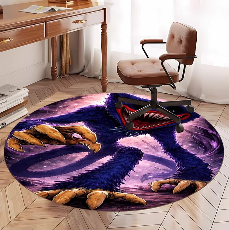Huggy Wuggy Pattern Round Rug, Indoor/Outdoor Mat, for Picnic, Gameroom, Bedroom, Office, Living Room, Home Decor Carpet, Birthday Gift