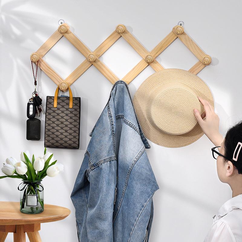 1Pc Rows Of Behind The Door Hooks Bathroom Wall Mounted Coat Racks Living Room Telescopic Movable Coat Rack Bedroom