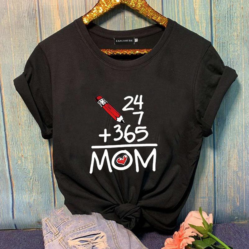 Funny Math Equation MOM T-Shirt Women's Casual Summer Mother's Day T-Shirt Top