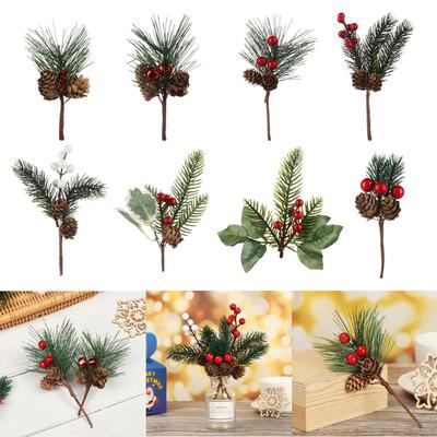 Pine Cone Red Berries Home Floral Decor Christmas Ornament Xmas Tree Decor Artificial Flowers
