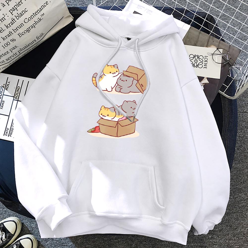 Two Cute Cats Playing Hide And Seek In Printed Boxes Men's Hoodies Fashion Autumn Vintage Sweatshirt Simple Casual Long Sleeve