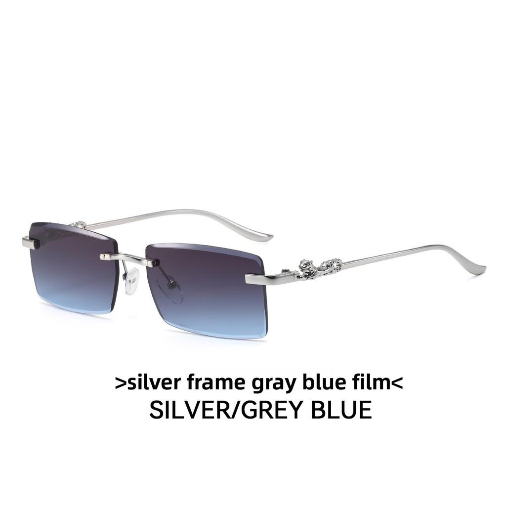 Modern Cheetah Decor Minimalist Metal Square Sunglasses For Summer Outings And Parties