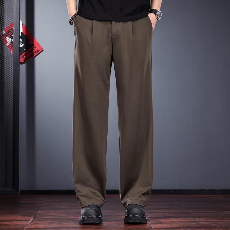 Jieluonu Men's Silky Ice-Feel Straight-Leg Casual Trousers