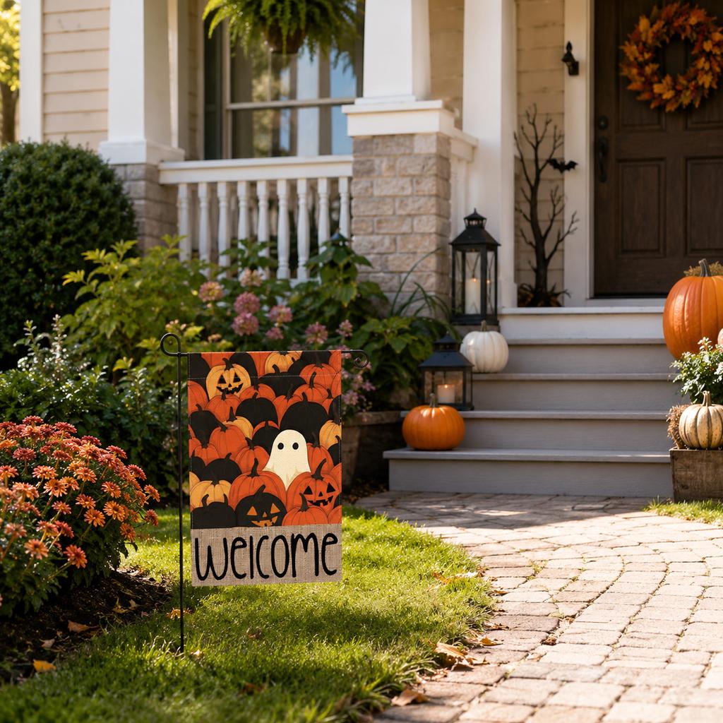 Halloween Garden Flag for Outdoor Yard Decoration, Fall Seasonal Garden Flag