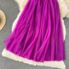 Spring And Summer Pure Color Mesh Pleated Skirt Medium Length Classic Loose And Thin Versatile High Waist Skirt
