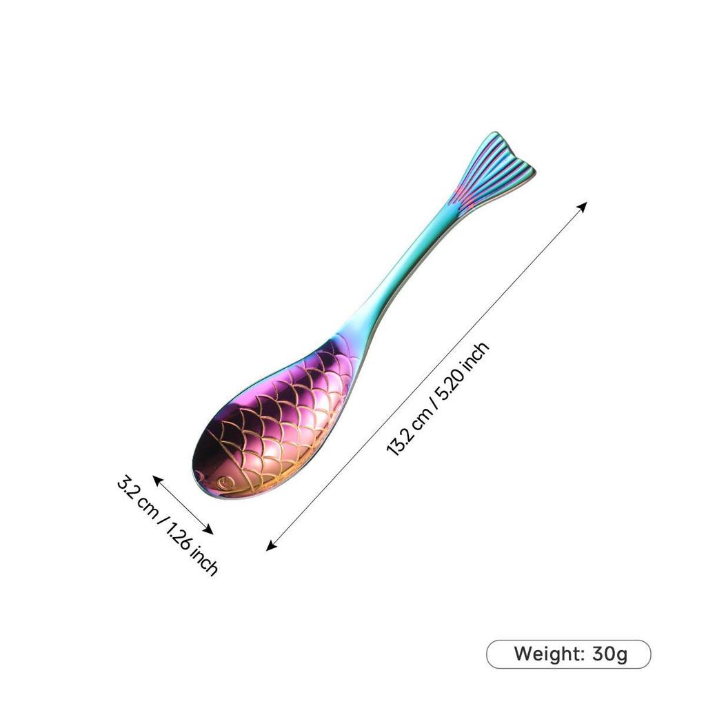 Gold-Plated 304 Stainless Steel Spoon - Creative Cartoon Fish Design, Perfect for Soup, Dessert, Rice, Stirring, and Teaspoon Uses.