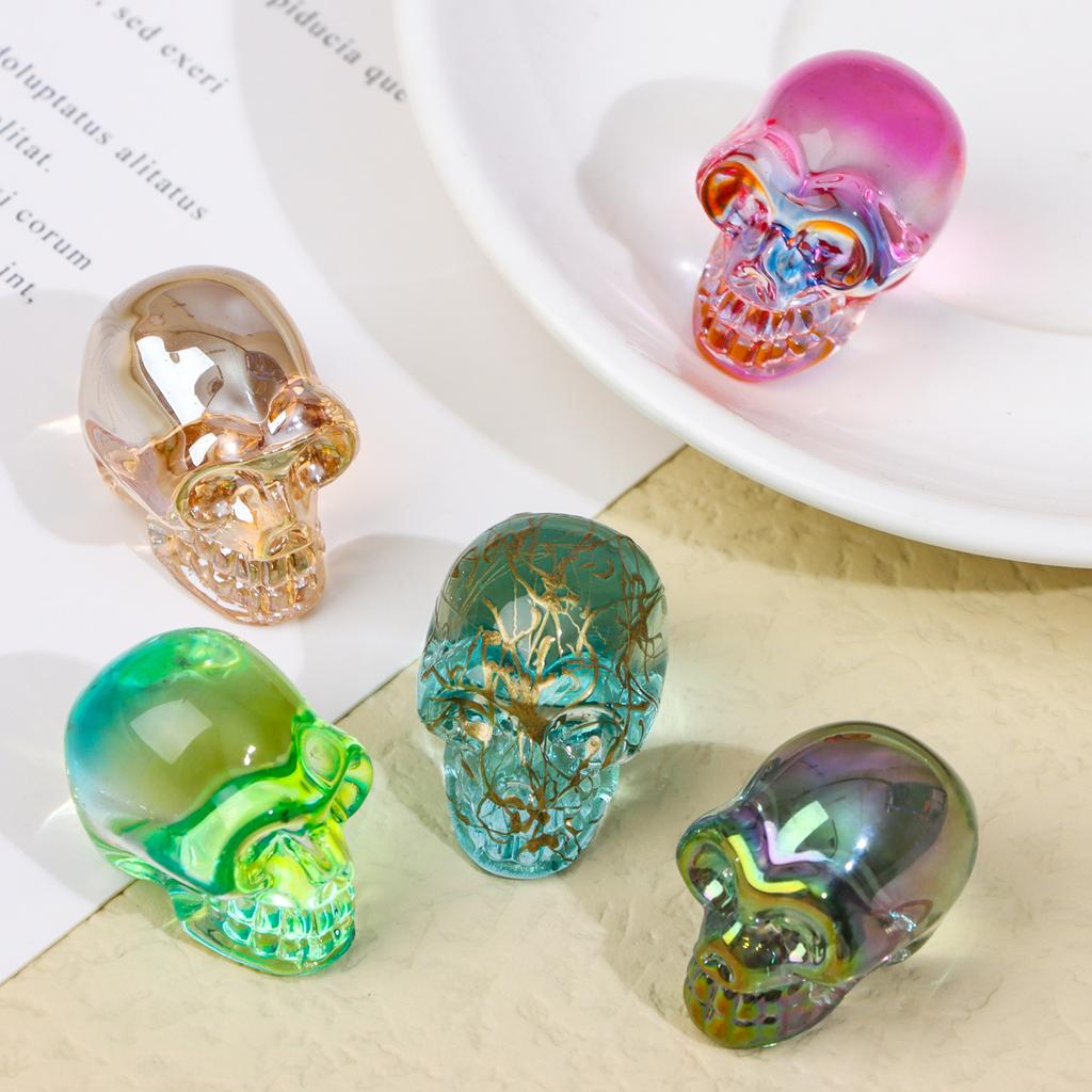 10 Pcs Gemstone Carving Skull Statue Hand Carved Human Skeleton